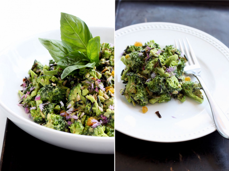 Broccoli Salad with Sprouted Rice and Citrus Avocado Dressing - The First Mess