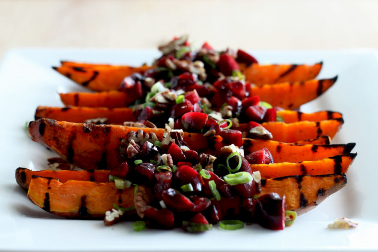 grilled sweet potatoes & cherry salsa grilled sweet potatoes with cherry salsa - The First Mess