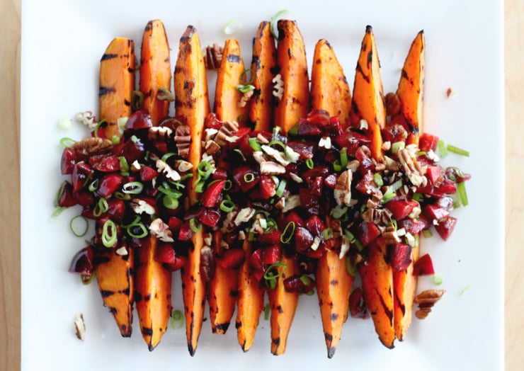 grilled sweet potatoes & cherry salsa grilled sweet potatoes with cherry salsa - The First Mess