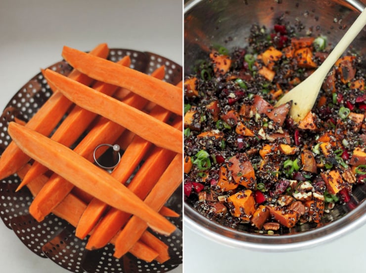 grilled sweet potatoes, cherry salsa & quinoa