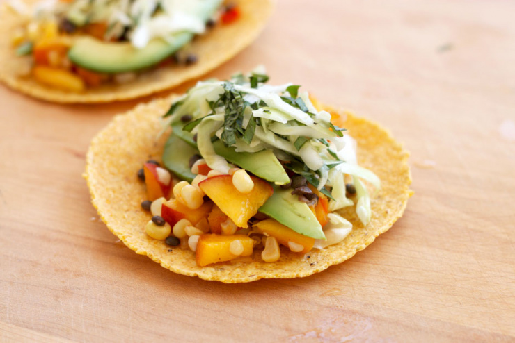 Peachy Corn Tacos with Basil Slaw - The First Mess