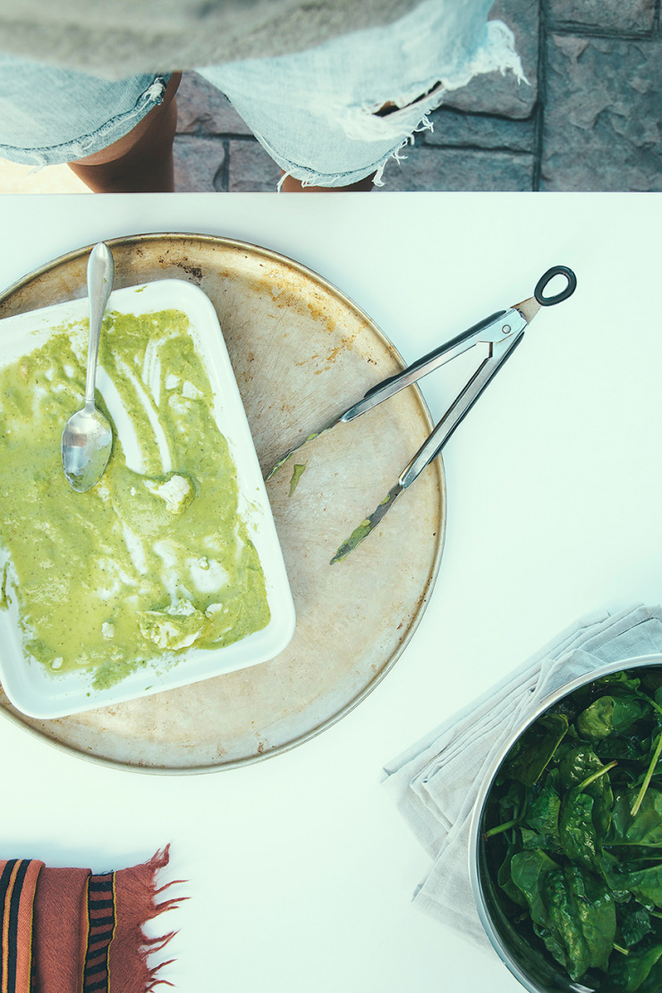 JERK-INSPIRED VEGGIE GRILL WITH MANGO GINGER SAUCE - The First Mess An overhead shot shows an empty marinating dish filled with a jerk-inspired marinade.