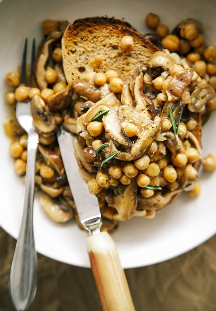 rosemary mushroom + chickpea ragoût on toast // the first mess