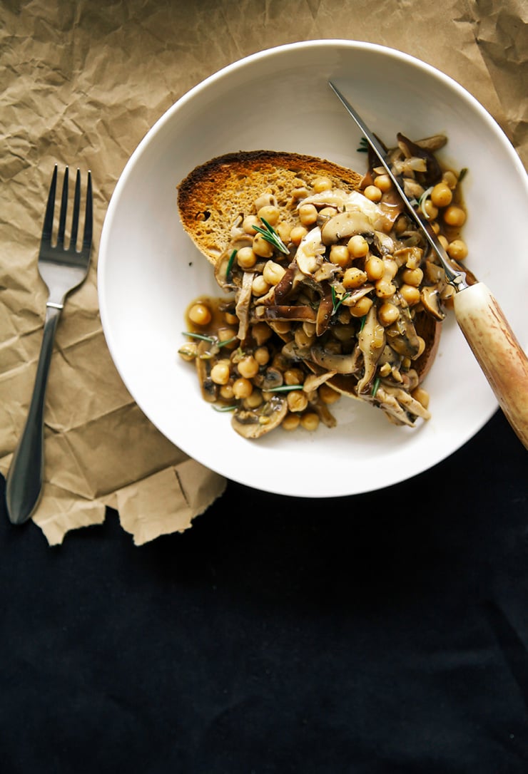 rosemary mushroom + chickpea ragoût on toast // the first mess
