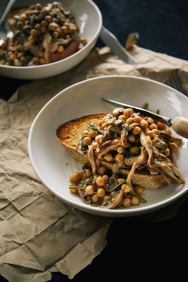 rosemary mushroom + chickpea ragoût on toast // the first mess