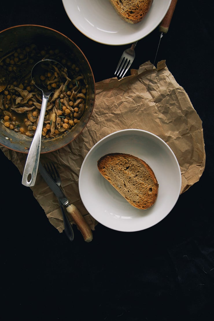 rosemary mushroom + chickpea ragoût on toast // the first mess