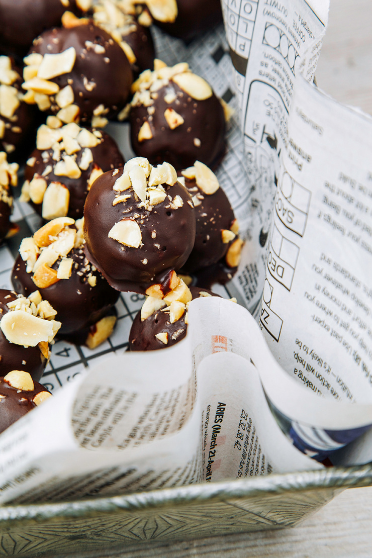white + dark chocolate peanut butter cookie dough bonbons // the first mess
