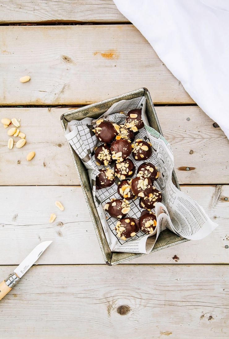 white + dark chocolate peanut butter cookie dough bonbons // the first mess