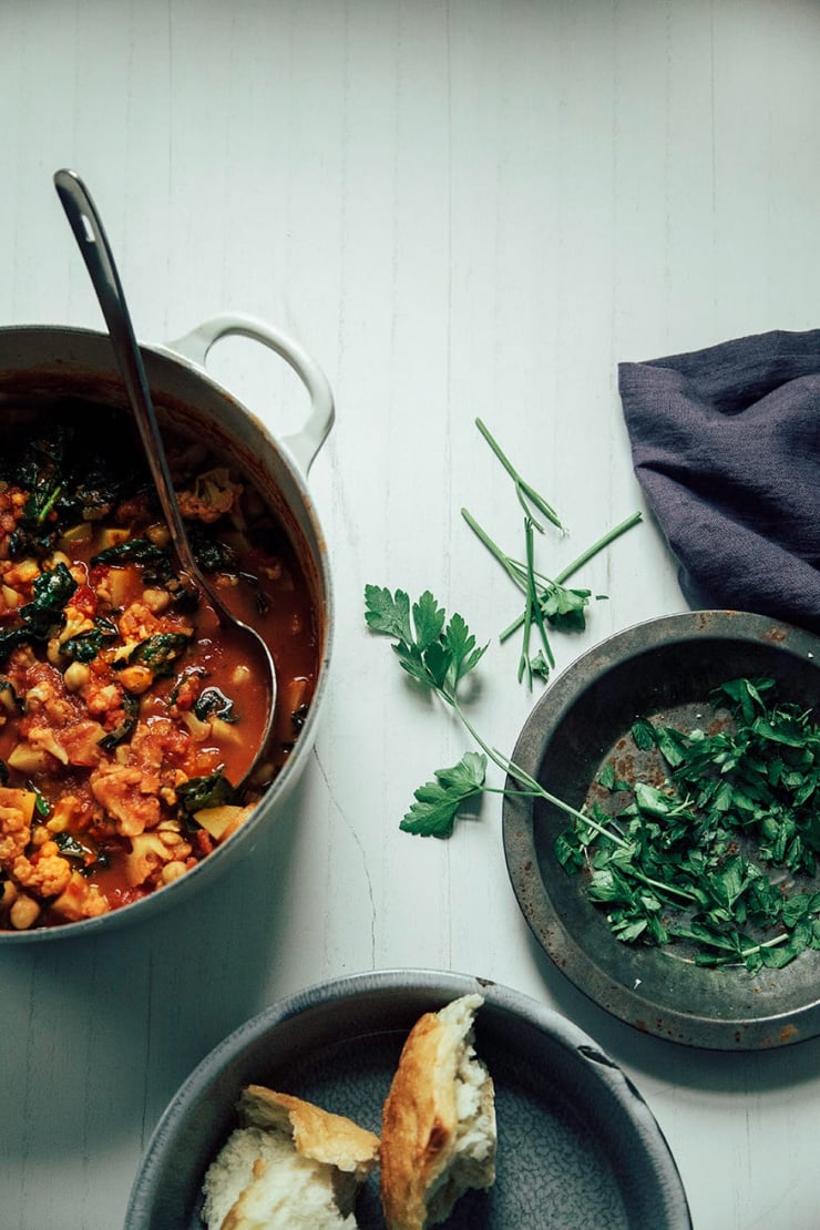 Spiced Cauliflower, Kale & Chickpea Stew