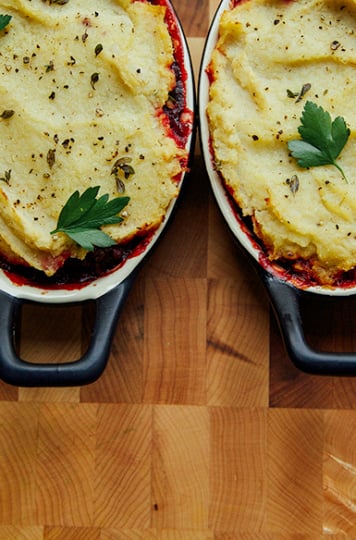 garden keeper's pie w/ beets, lentils + creamy celery root mash // @thefirstmess
