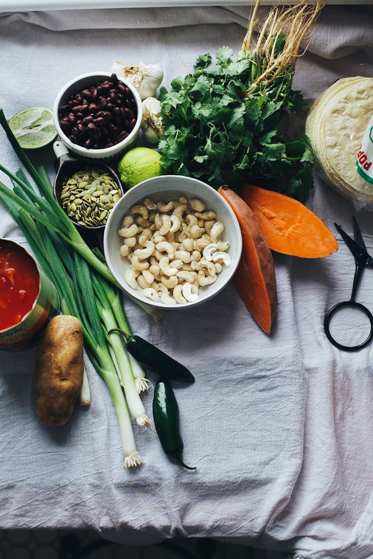 ingredients for cozy vegan enchiladas w/ lime cream ingredients for cozy vegan enchiladas w/ lime cream // www.thefirstmess.com