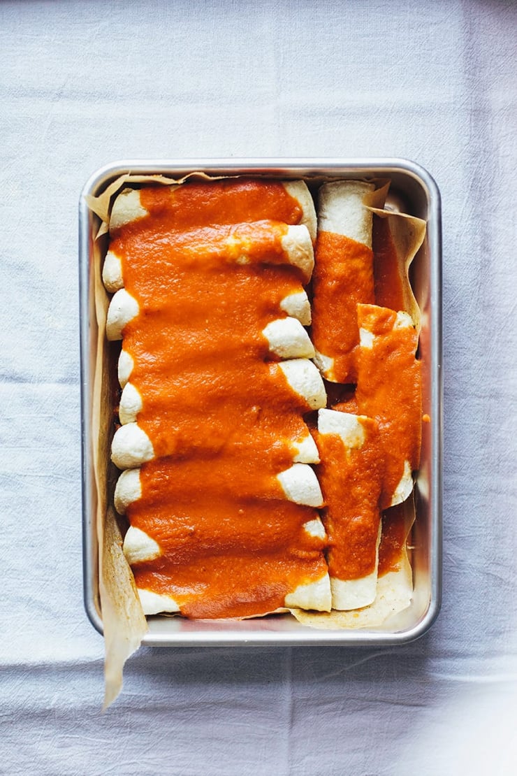 cozy vegan enchiladas w/ lime cream cozy vegan enchiladas w/ lime cream // www.thefirstmess.com