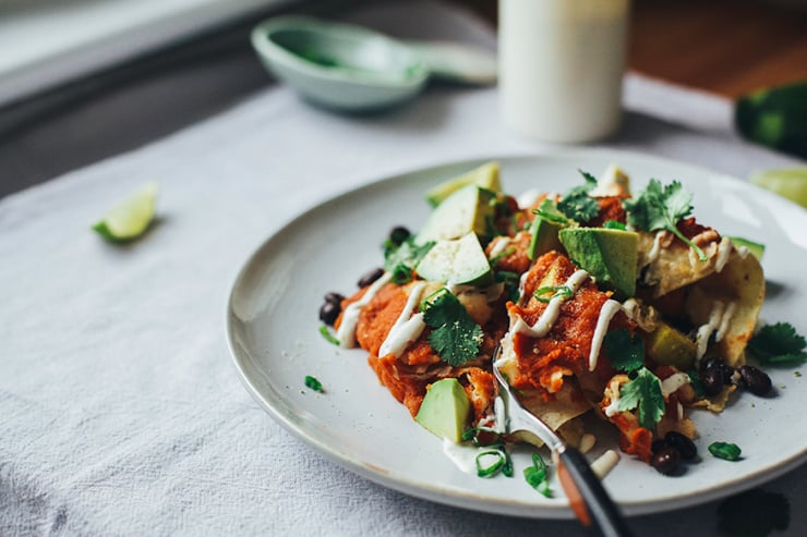 cozy vegan enchiladas w/ lime cream cozy vegan enchiladas w/ lime cream // www.thefirstmess.com