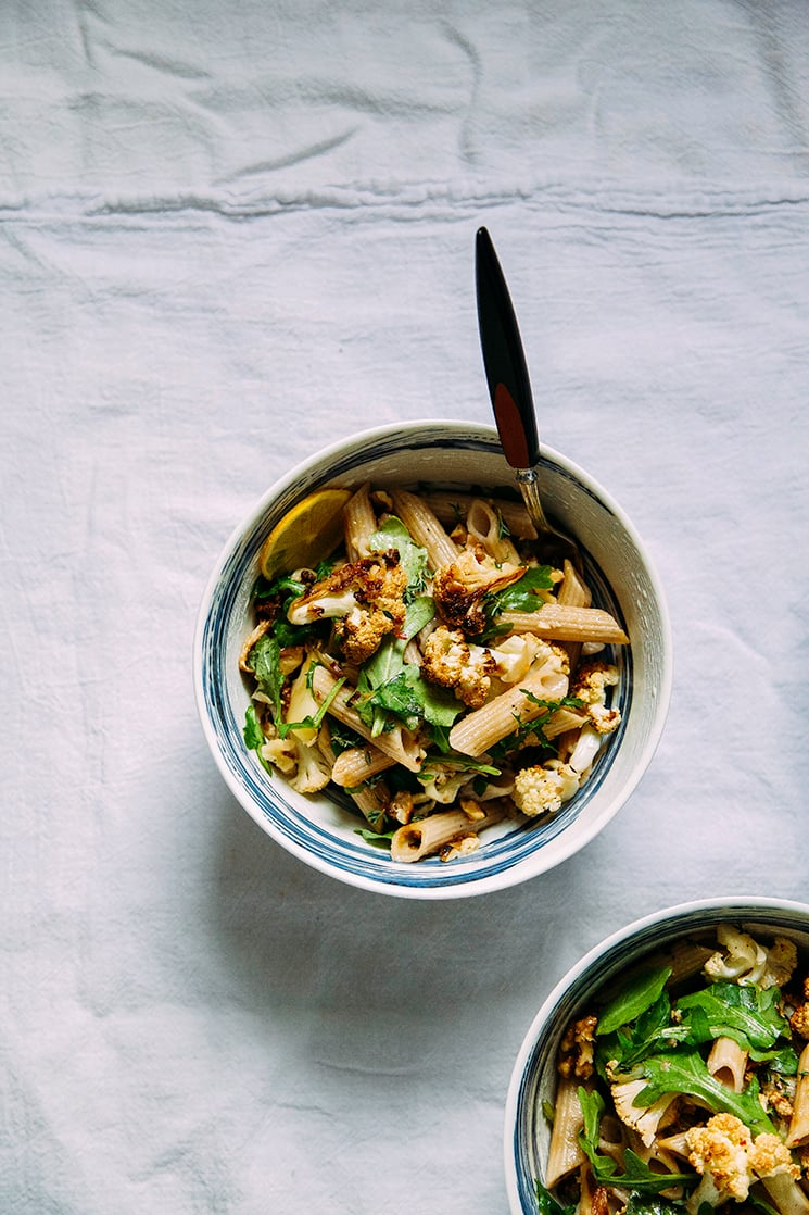 roasted garlic + roasted garlic + cauliflower pasta w/ walnuts (vegan + gluten-free) // www.thefirstmess.com