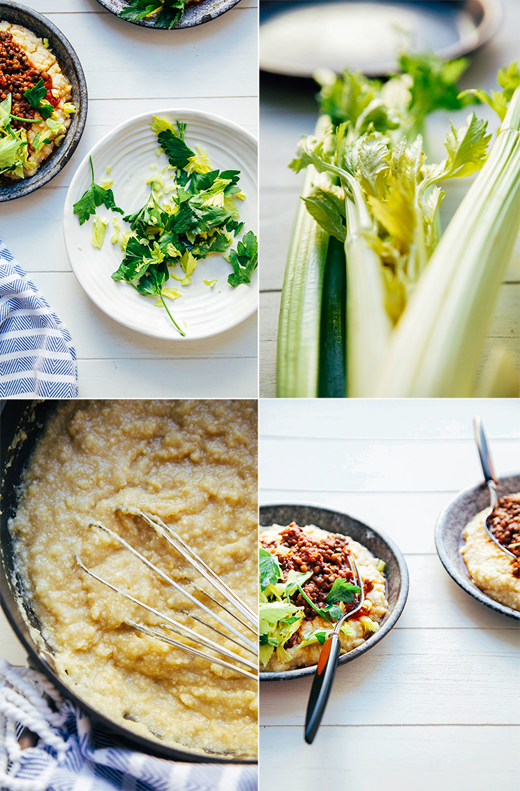 #vegan bbq lentils with millet "polenta" // via @thefirstmess