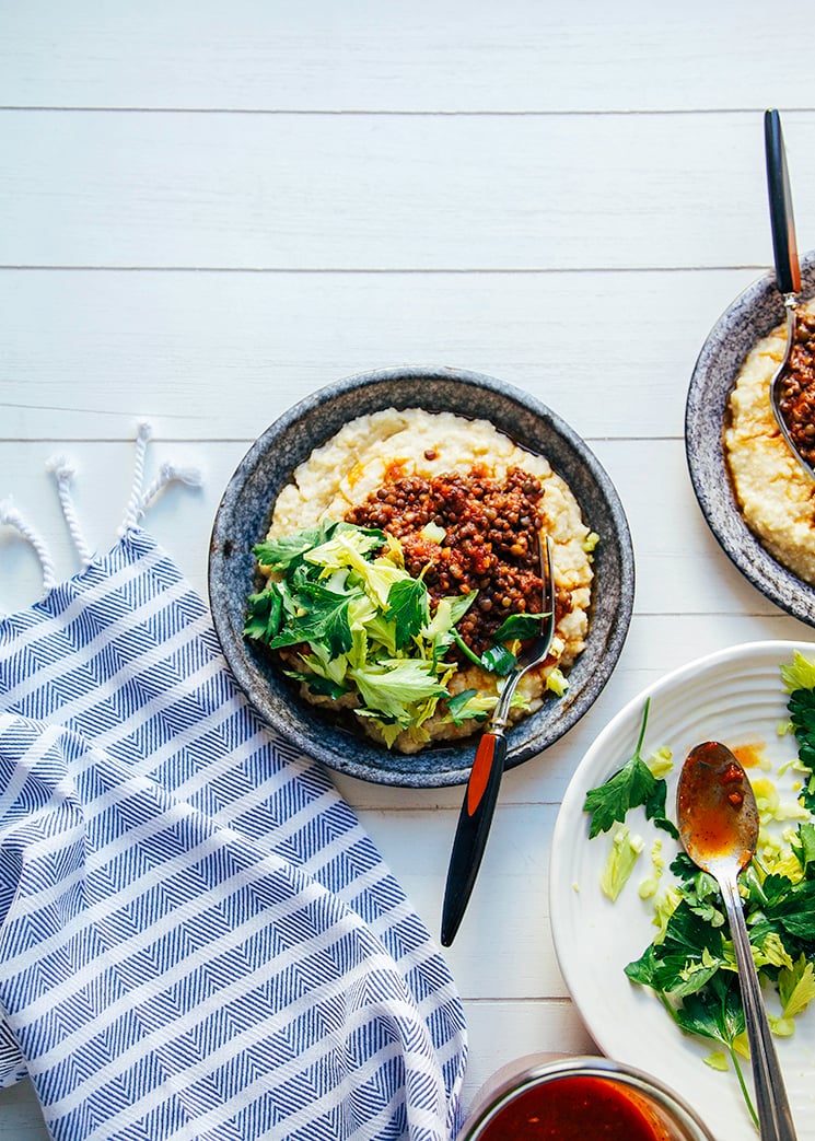 #vegan bbq lentils with millet "polenta" // https://bright-life.today