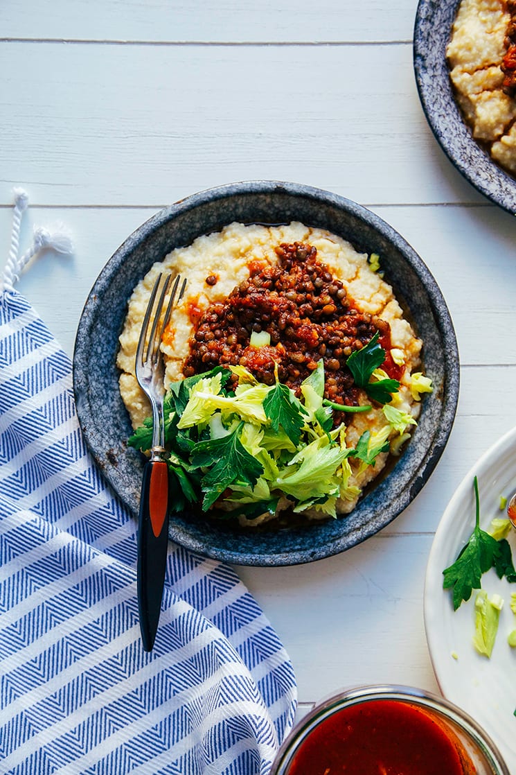#vegan bbq lentils with millet "polenta" // https://bright-life.today