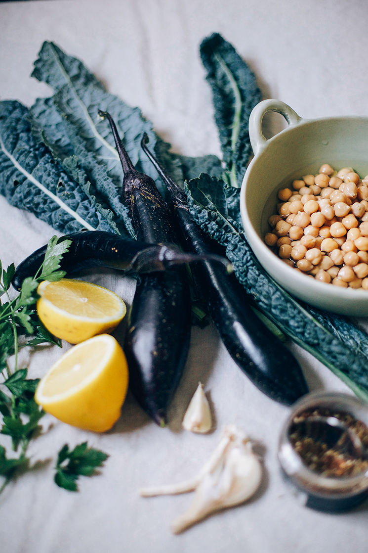 zaatar eggplant meatballs with lemony kale pesto // thefirstmess.com