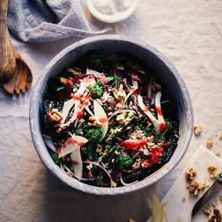 Broccoli Rabe + Kale Harvest Salad // via thefirstmess.com #broccolirabe