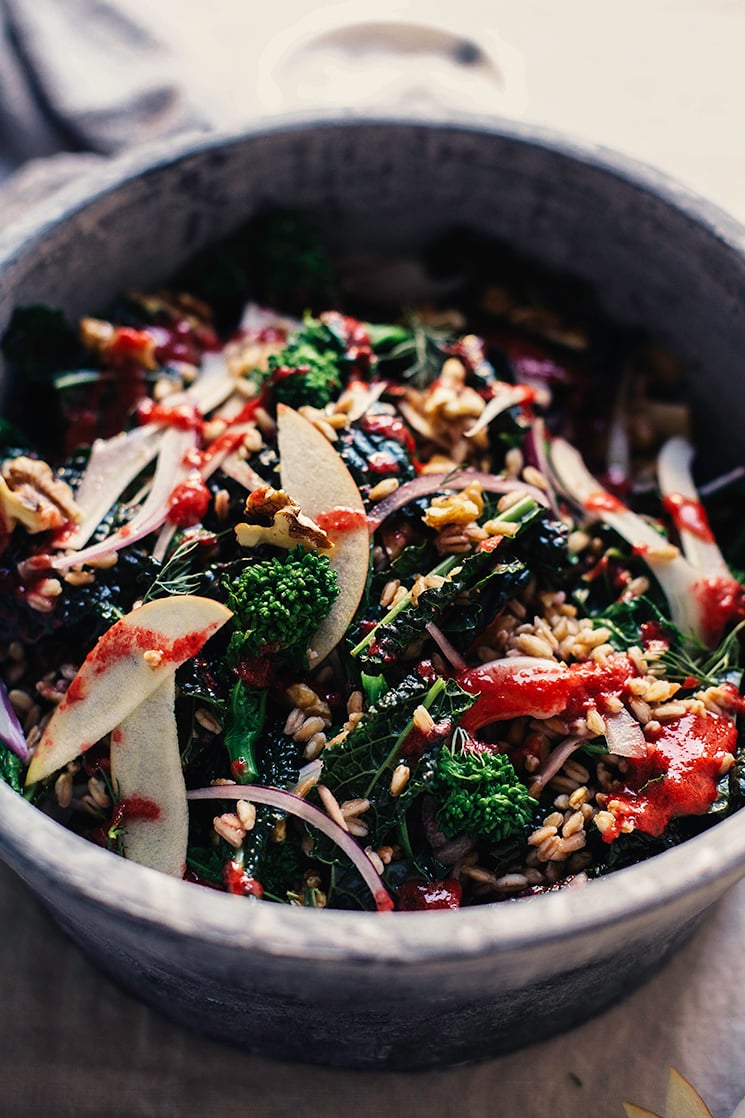 Broccoli Rabe + Kale Harvest Salad // via thefirstmess.com #broccolirabe