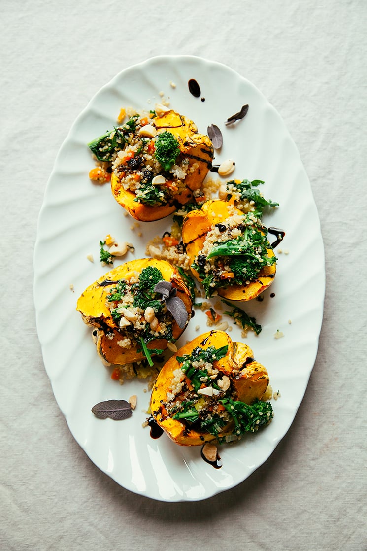 stuffed squash with broccoli rabe and quinoa