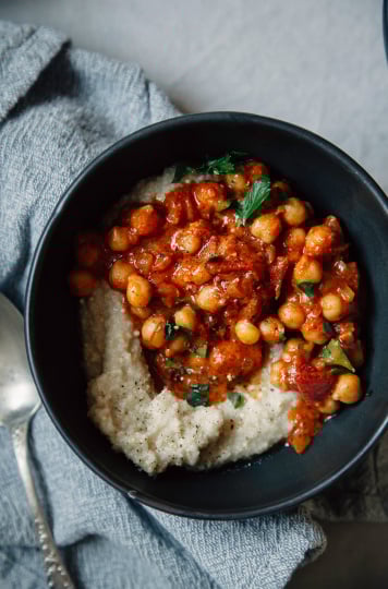 Chickpea stew w/ tomato, coconut + 7 spices via thefirstmess.com #vegan