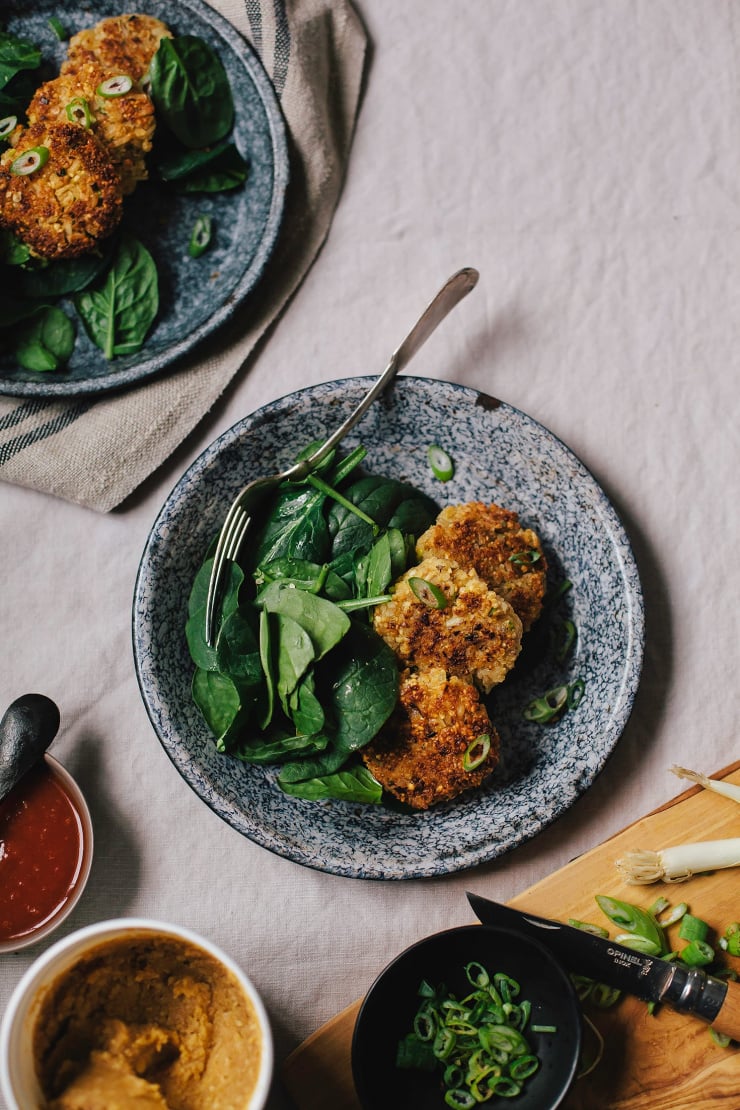 scallion, miso + peanut patties from "My Darling Lemon Thyme" - The First Mess