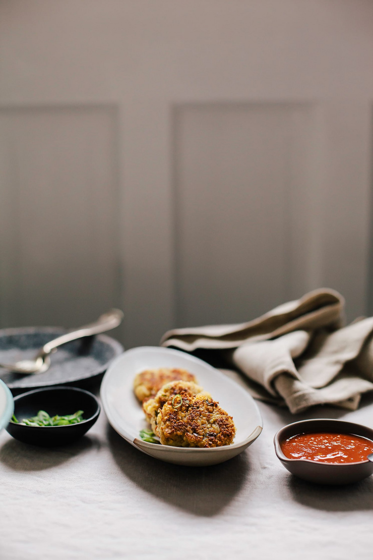scallion, miso + peanut patties from "My Darling Lemon Thyme" - The First Mess