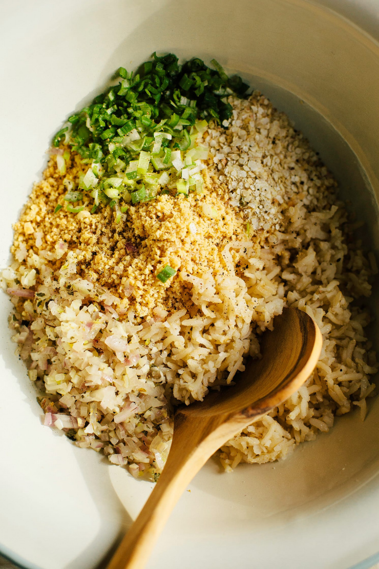 scallion, miso + peanut patties from "My Darling Lemon Thyme" - The First Mess