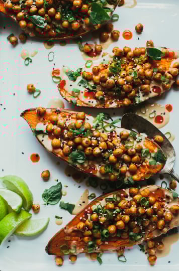 Stuffed + Sauced Sweet Potatoes from "Minimalist Baker's Everyday Cooking" - The First Mess