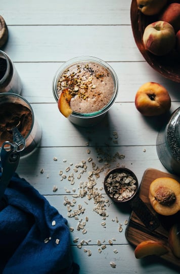 Peach Crumble Shake with Chia - The First Mess (vegan)