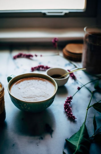 cacao hazelnut latte with herbal coffee - The First Mess