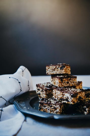 no-bake oat bars with sour cherries, hemp & chocolate - The First Mess