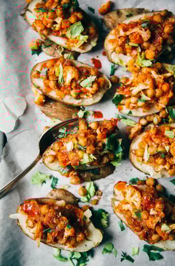 twice baked potatoes with buffalo chickpeas & cauliflower - The First Mess