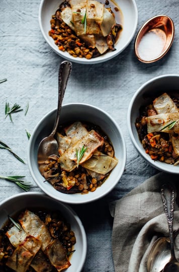 Baked Balsamic Lentil Stew w/ Rosemary Potaoes - The First Mess
