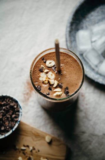 vegan double chocolate hazelnut espresso shake from "Blissful Basil"