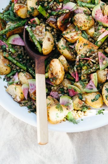 Roasted Potato Salad with French Lentils & Spring Vegetables - The First Mess