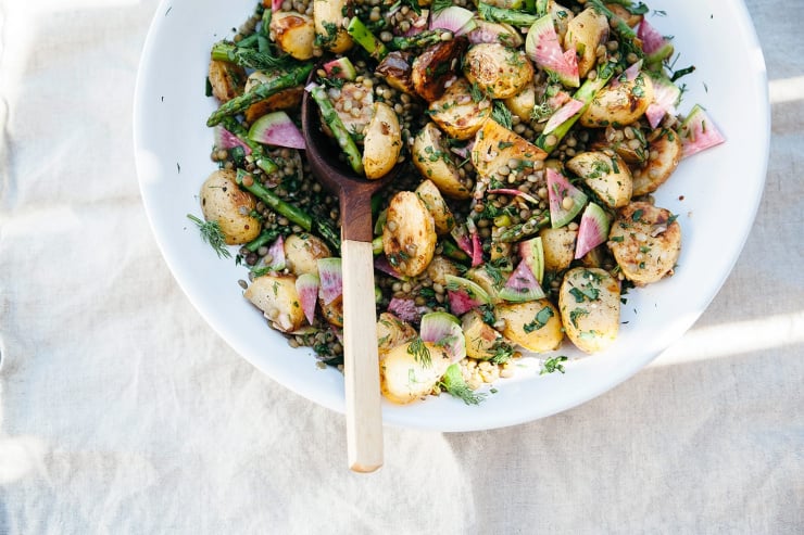 Roasted Potato Salad with French Lentils & Spring Vegetables - The First Mess