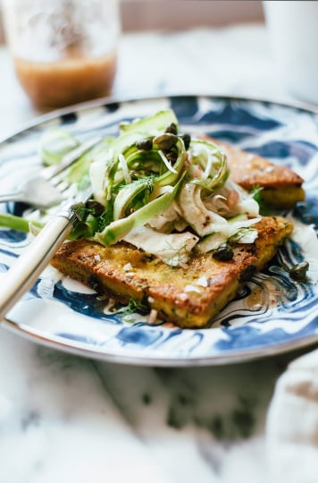 Seared Polenta with Spring Salad and Sherry Shallot Vinaigrette - The First Mess