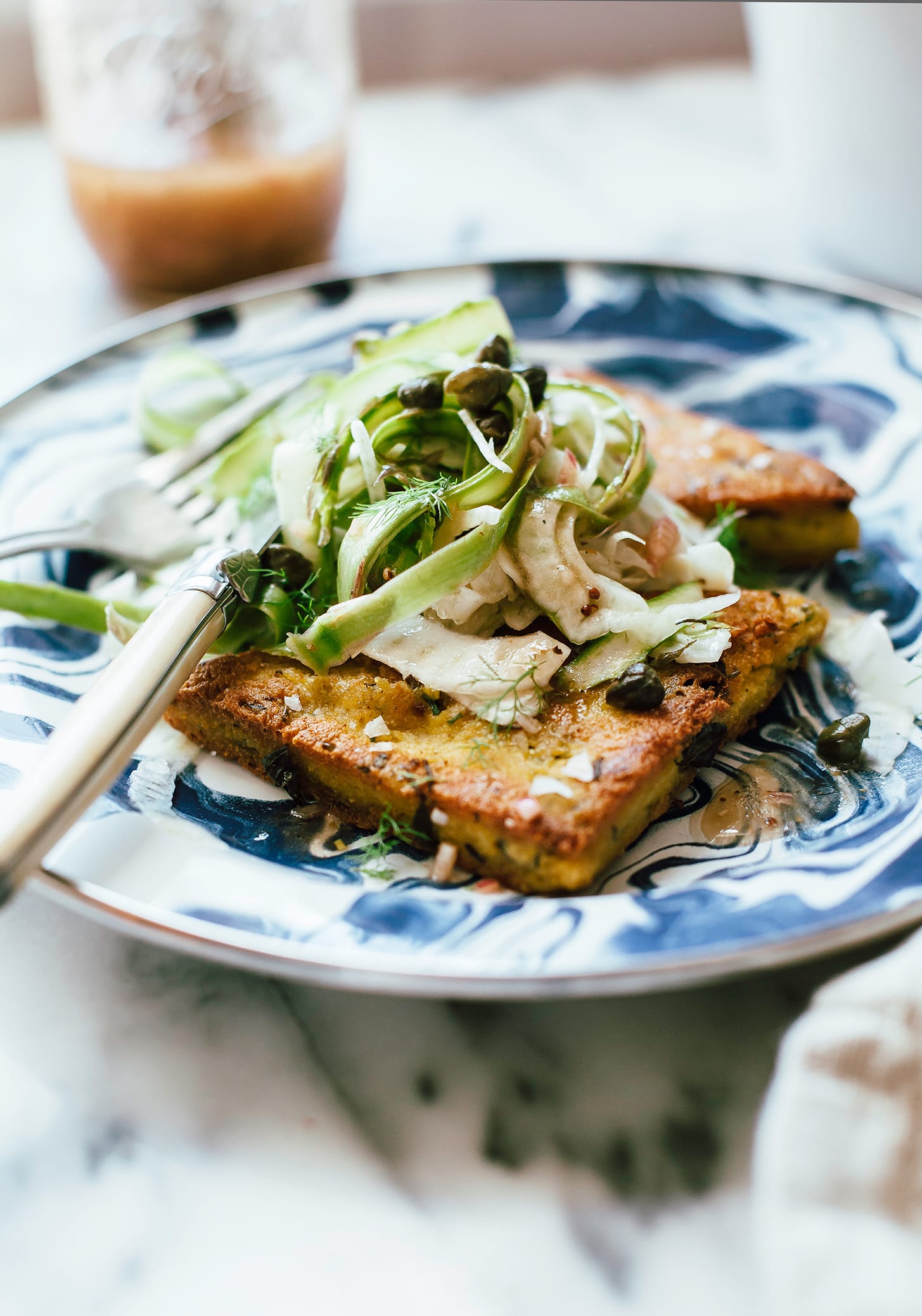 Seared Polenta with Spring Salad and Sherry Shallot Vinaigrette - The First Mess