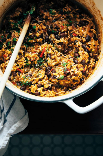 Black Beans and Rice with Roasted Poblanos and Garlic - The First Mess