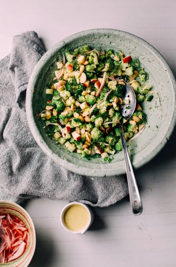 Broccoli & Cauliflower Salad with Horseradish Caraway Dressing & Apples - The First Mess