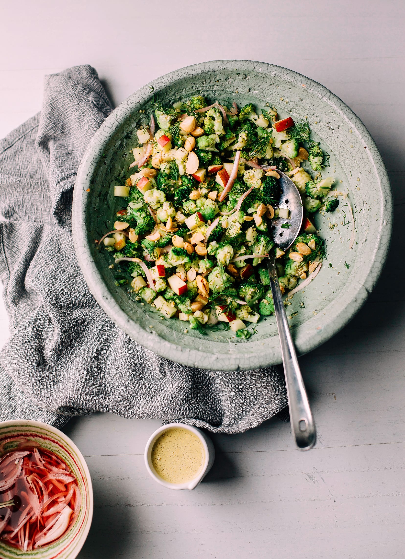 Broccoli & Cauliflower Salad with Horseradish Caraway Dressing & Apples - The First Mess