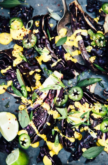 Grilled Cabbage with Sunshine Tahini Sauce - The First Mess