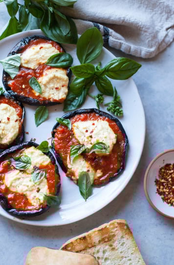 GRILLED PIZZA PORTOBELLOS WITH LEMON-Y CASHEW "RICOTTA" - The First Mess