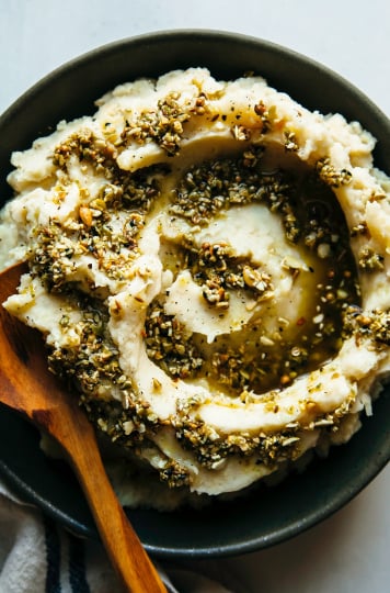 HARVEST VEGETABLE MASH WITH ROASTED GARLIC, HORSERADISH & FRID DUKKAH - The First Mess