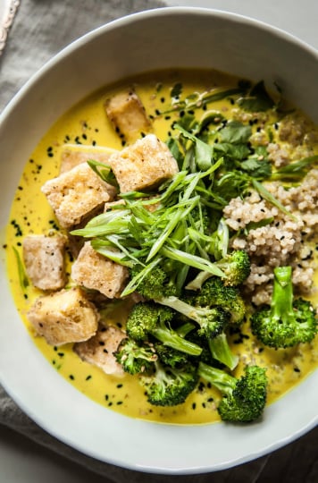 Golden Coconut Broth Bowls with Crispy Tofu - The First Mess