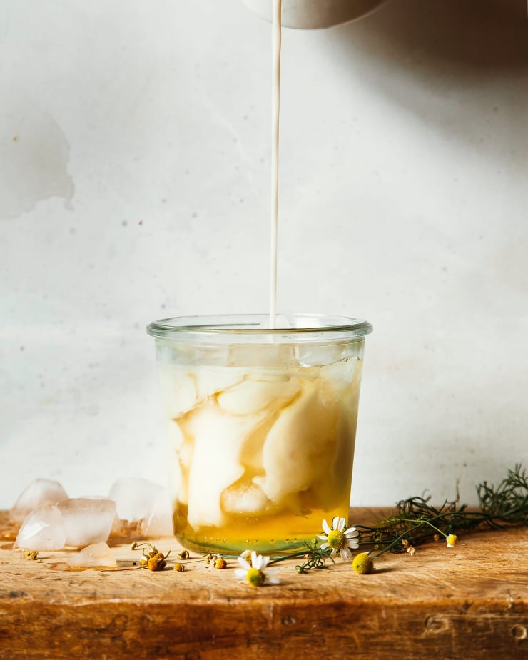 Vegan chamomile iced latte