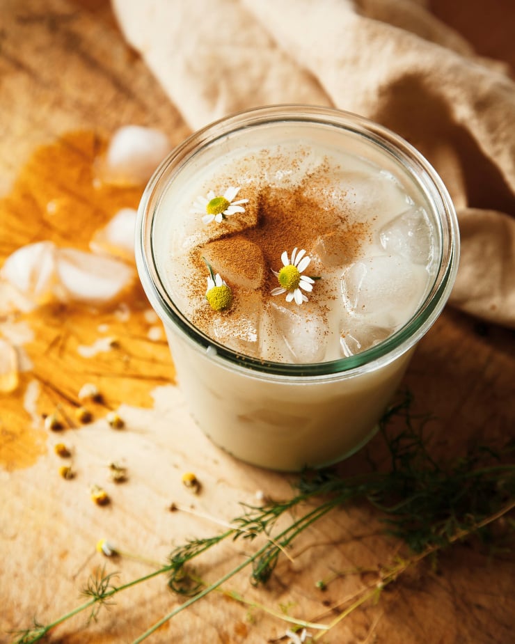 Vegan chamomile iced latte