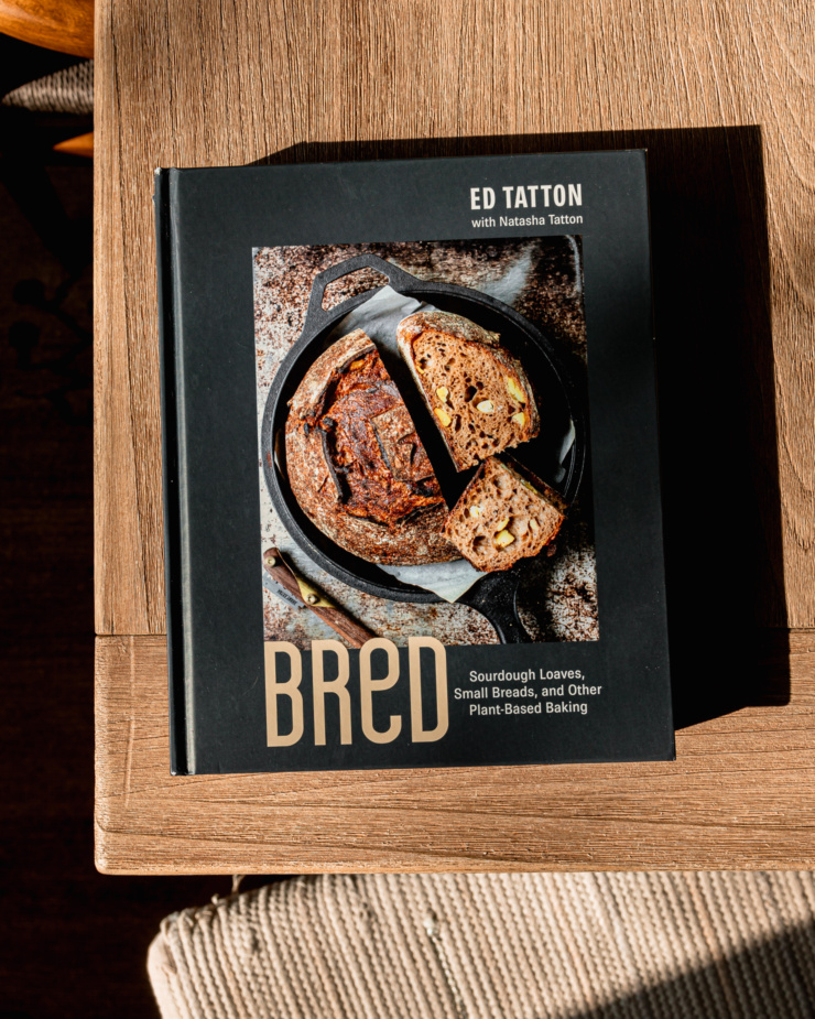 An overhead shot shows the cover of the BReD cookbook by Ed Tatton.
